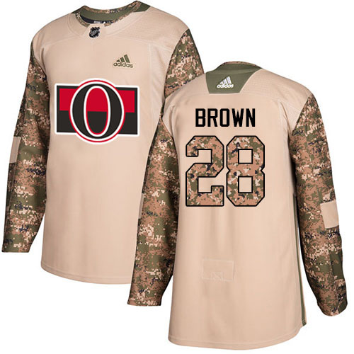 Adidas Senators #28 Connor Brown Camo Authentic 2017 Veterans Day Stitched Youth NHL Jersey